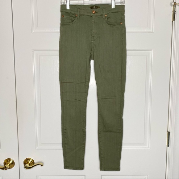 Seven 7 For All Mankind Womens Sz 27 Skinny Olive Green Jeans Sustainable Denim - Picture 1 of 11